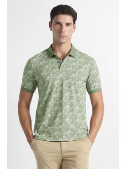 Van Heusen - Green Printed Regular Fit Polo T-Shirt