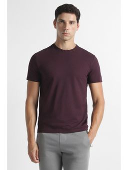 Van Heusen - Maroon Textured Regular Fit T-Shirt