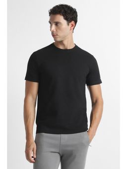 Van Heusen - Black Textured Regular Fit T-Shirt