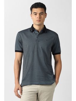 Van Heusen - Black Printed Regular Fit Polo T-Shirt