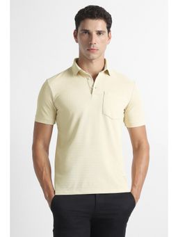 Van Heusen - Beige Textured Regular Fit Polo T-Shirt