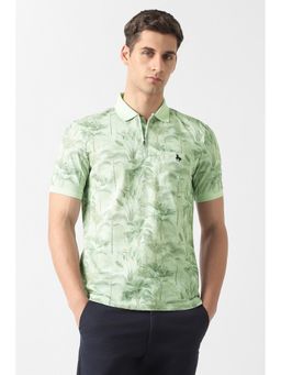 Van Heusen - Green Printed Regular Fit Polo T-Shirt