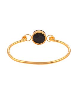 Silvermerc Designs - Gold Plated Western Black Stone Kada Bracelet for women
