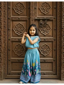 Cord Of Love - Digital Printed Blue Top & Palazzo