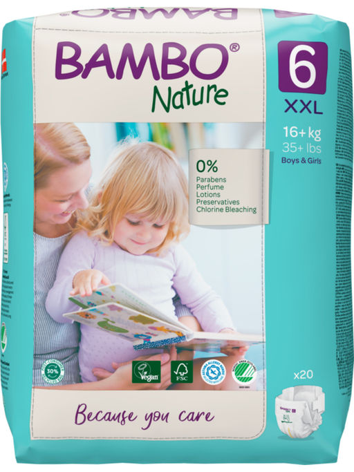 Bambo Nature Tape Diapers with Wetness Indicator 2XL - 20 Pieces