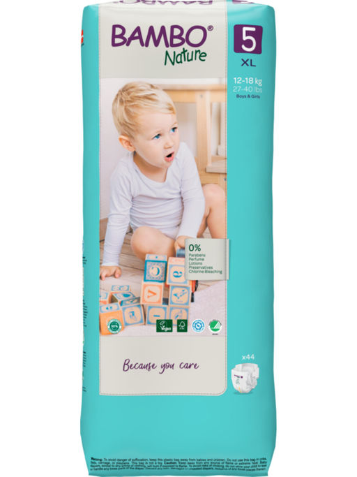 Bambo Nature Tape Diapers with Wetness Indicator XL - 44 Pieces