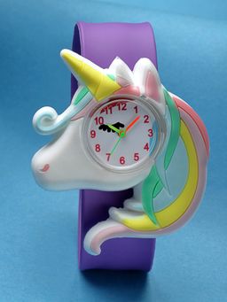 Stol'N - Unisex Creative Design Slap Stick Unicorn Wrist Watch-White, Purple (3-12 Years)