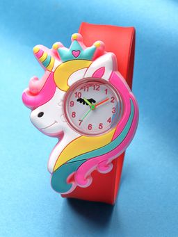 Stol'N - Unisex Creative Design Slap Stick Unicorn Wrist Watch-Red (3-12 Years)