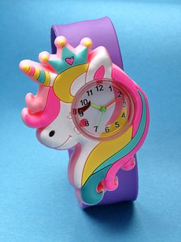 Stol'N - Unisex Creative Design Slap Stick Unicorn Wrist Watch-Purple (3-12 Years)