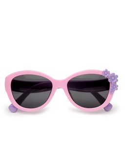 Stol'N - Round Shaped Floral Applique Uv Protected Sunglass-Pink-Purple (3-12 Years)