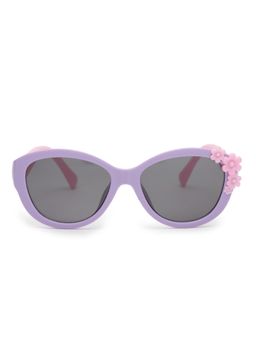 Stol'N - Round Shaped Floral Applique Uv Protected Sunglass-Purple-Pink (3-12 Years)