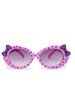 Stol'N - Polka Dots Printed Oval Shaped Bow Applique Uv Protected Sunglasses-Pink (3-12 Years)
