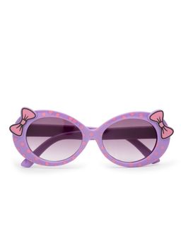 Stol'N - Polka Dots Printed Oval Shaped Bow Applique Uv Protected Sunglasses-Purple (3-12 Years)