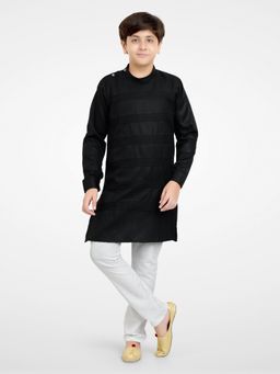 Jeetethnics - Boys Black Kurta Pyjama (Set of 2)
