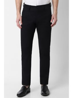 Peter England - Men Black Solid Slim Fit Casual Trousers