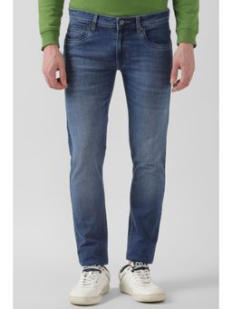 Peter England - Men Blue Mid Wash Low Skinny Fit Jeans