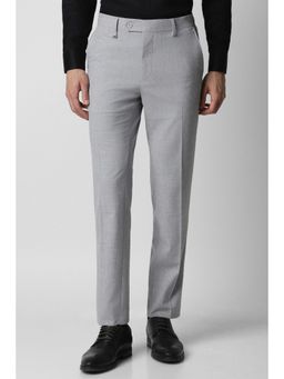 Van Heusen - Men Grey Textured Slim Fit Trousers