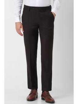 Van Heusen - Men Brown Textured Slim Fit Trousers