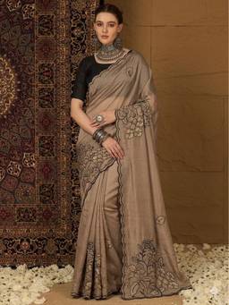 Sitanjali - Brown Silk Embroidered Saree