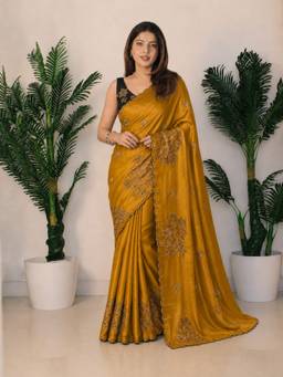 Sitanjali - Yellow Silk Embroidered Saree