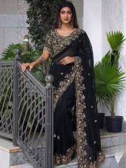 Sitanjali - Black Silk Embellished Saree