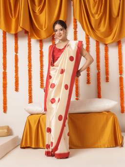 Silk Land - Beige Navaratri Special Soft Silk Digital Printed Saree