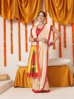 Silk Land - Beige Navaratri Special Soft Silk Digital Printed Saree