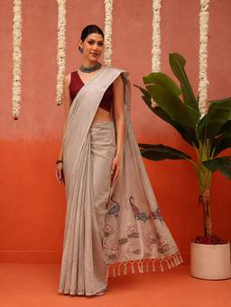Silk Land - Beige Soft Silk Digital Printed Saree