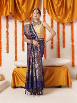 Silk Land - Blue Tissue Inspired Pure Weaving Gala Patola Saree