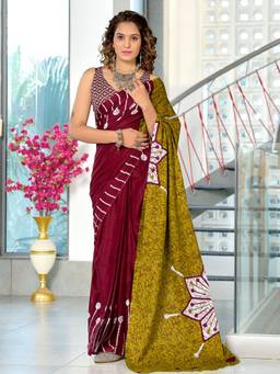 URBAN PALLU - Maroon Pure Cotton Saree