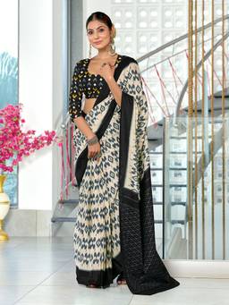 URBAN PALLU - Cream Ethnic Motifs Pure Cotton Designer Saree