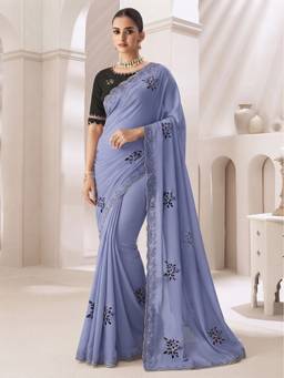 Sitanjali - Purple Silk Embroidered Saree