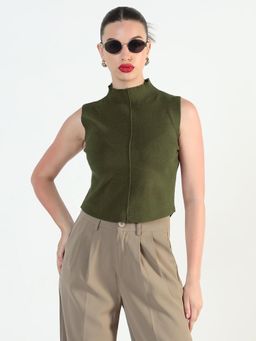 SHOWOFF - Edition Women Green Fitted Crop Top