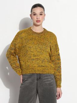 SHOWOFF - Edition Women Mustard Round Neck Knitted Top
