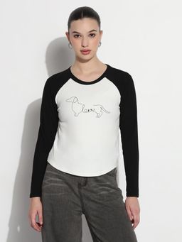 SHOWOFF - Edition Women Graphic White Round Neck Top