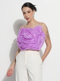 SHOWOFF - Edition Women Lavender Organza Rose Crop Top