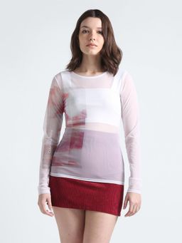 Calvin Klein - Slim Fit Polyester Round Neck Multi-Color Top