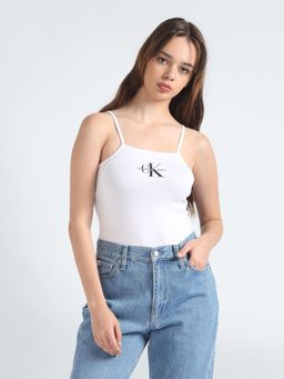 Calvin Klein - Slim Fit Cotton Shoulder Straps Neck White Camisole