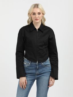 Calvin Klein - Slim Fit Cotton Classic Collar Neck Black Shirt Top