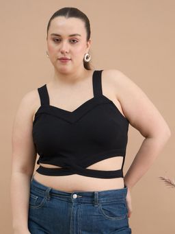 Kibo - Women Plus Size Shoulder Straps Tank Back Crop Top