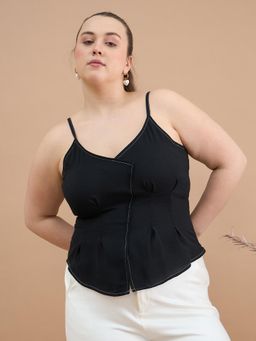 Kibo - Women Plus Size Black Peplum Top