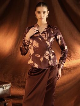 Kazo - Milley Wine Floral Print Regular Top