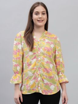 Cantabil - Women Multi Colour Printed Collar Neck Full Sleeves Casual Top