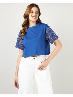 Sands of India - Blue Peace Printed Crop Top
