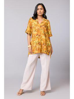 TAMISKA BY NARENDRA KUMAR - Sunlit Yellow Floral Tunic Top