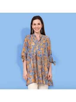 TAMISKA BY NARENDRA KUMAR - Tiara Pleated Multi-Color Tunic Top