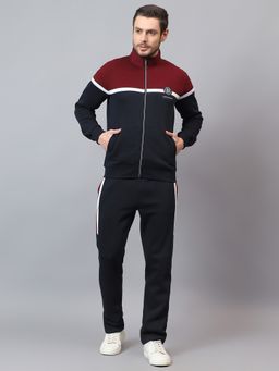 Cantabil - Men Navy Blue Regular Fit Jacket with Track Pant