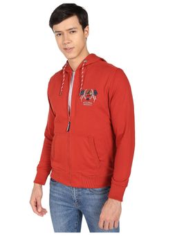 U.S. Polo Assn. Denim Co. - Men Red Solid Hooded Sweatshirt