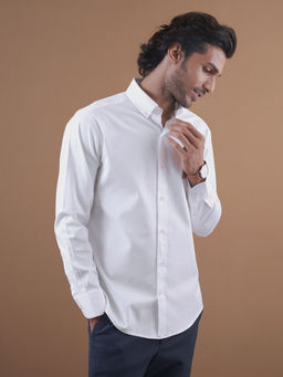Andamen - Slim Fit White Solid Semi Formal Shirt