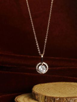PRITA - Solitaire Studded Rose Gold-Plated Necklace